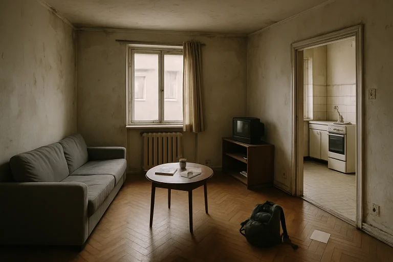 Appartement avec traces de dégradation nécessitant nettoyage spécialisé.