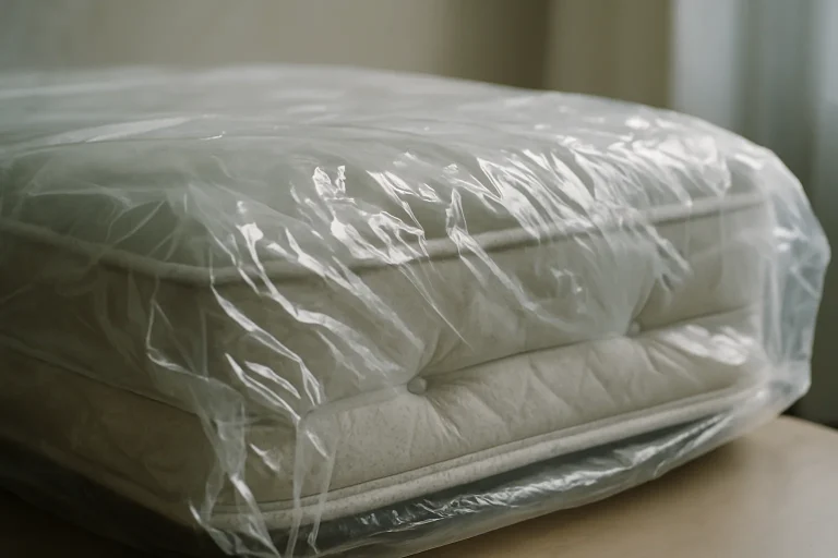 Matelas enveloppé dans du plastique pour prévenir la diffusion des parasites